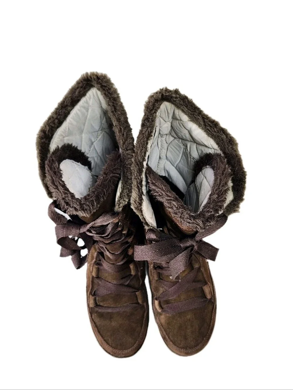 The NORTH FACE Tall Suede Boots Fur Trim Sz 8 Brown Waterproof Insulated Winter
